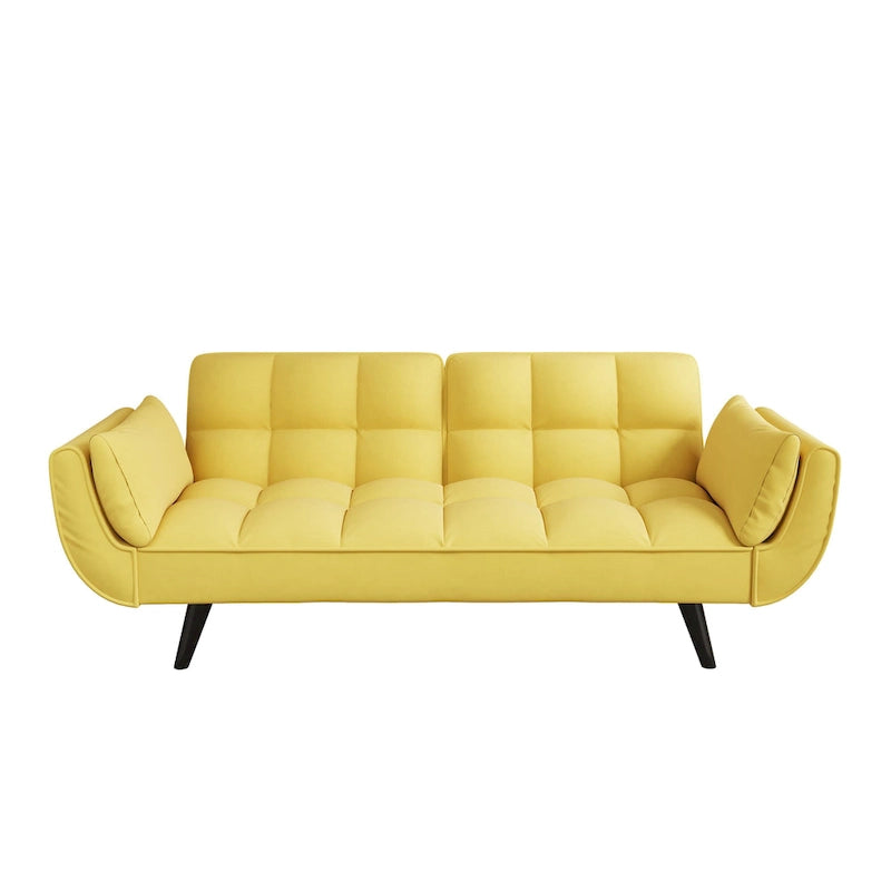 57  Sofa Bed,Polyester Blend Comfy Futon Couch Bed with 2 Square Pillows, Convertible Sleeper Sofa with Adjustable Backrest