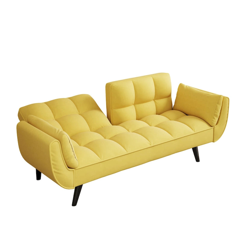 57  Sofa Bed,Polyester Blend Comfy Futon Couch Bed with 2 Square Pillows, Convertible Sleeper Sofa with Adjustable Backrest