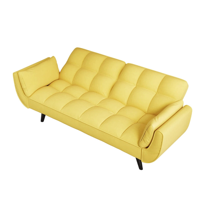 57  Sofa Bed,Polyester Blend Comfy Futon Couch Bed with 2 Square Pillows, Convertible Sleeper Sofa with Adjustable Backrest