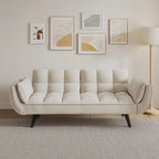 57  Sofa Bed,Polyester Blend Comfy Futon Couch Bed with 2 Square Pillows, Convertible Sleeper Sofa with Adjustable Backrest