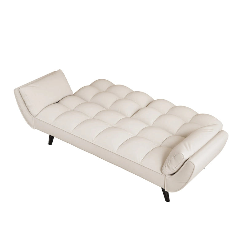57  Sofa Bed,Polyester Blend Comfy Futon Couch Bed with 2 Square Pillows, Convertible Sleeper Sofa with Adjustable Backrest