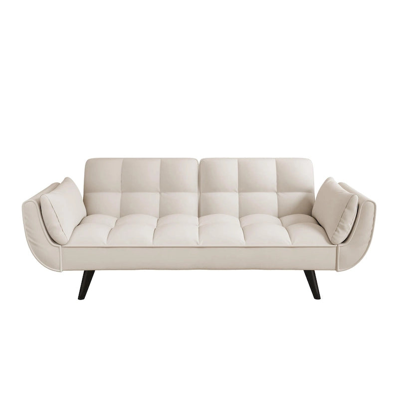 57  Sofa Bed,Polyester Blend Comfy Futon Couch Bed with 2 Square Pillows, Convertible Sleeper Sofa with Adjustable Backrest