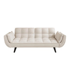 57  Sofa Bed,Polyester Blend Comfy Futon Couch Bed with 2 Square Pillows, Convertible Sleeper Sofa with Adjustable Backrest