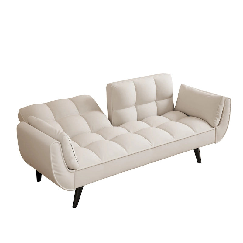 57  Sofa Bed,Polyester Blend Comfy Futon Couch Bed with 2 Square Pillows, Convertible Sleeper Sofa with Adjustable Backrest