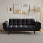 57  Sofa Bed,Polyester Blend Comfy Futon Couch Bed with 2 Square Pillows, Convertible Sleeper Sofa with Adjustable Backrest
