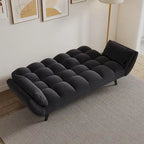 57  Sofa Bed,Polyester Blend Comfy Futon Couch Bed with 2 Square Pillows, Convertible Sleeper Sofa with Adjustable Backrest