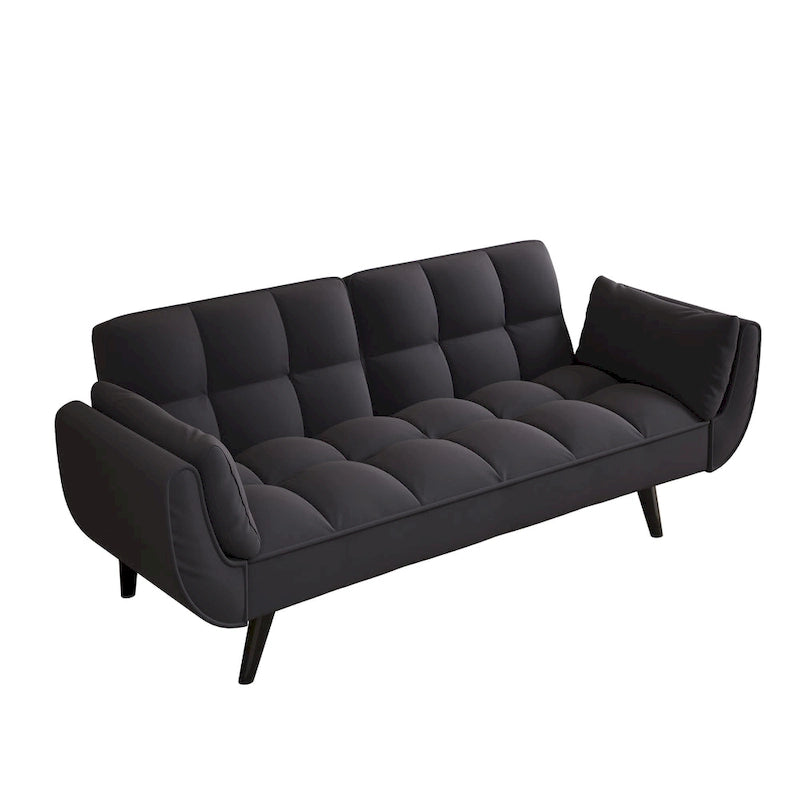 57  Sofa Bed,Polyester Blend Comfy Futon Couch Bed with 2 Square Pillows, Convertible Sleeper Sofa with Adjustable Backrest