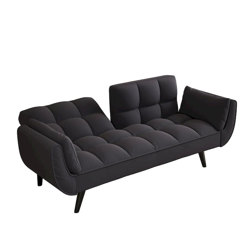 57  Sofa Bed,Polyester Blend Comfy Futon Couch Bed with 2 Square Pillows, Convertible Sleeper Sofa with Adjustable Backrest