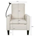 Modern Fabric Manual Recliner with Phone Holder, Cup Holder, Footrest