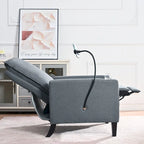 Modern Fabric Manual Recliner with Phone Holder, Cup Holder, Footrest