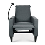 Modern Fabric Manual Recliner with Phone Holder, Cup Holder, Footrest