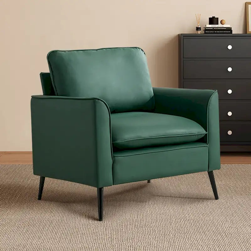 Green Modern 26  Accent Chair with Waist Pillows
