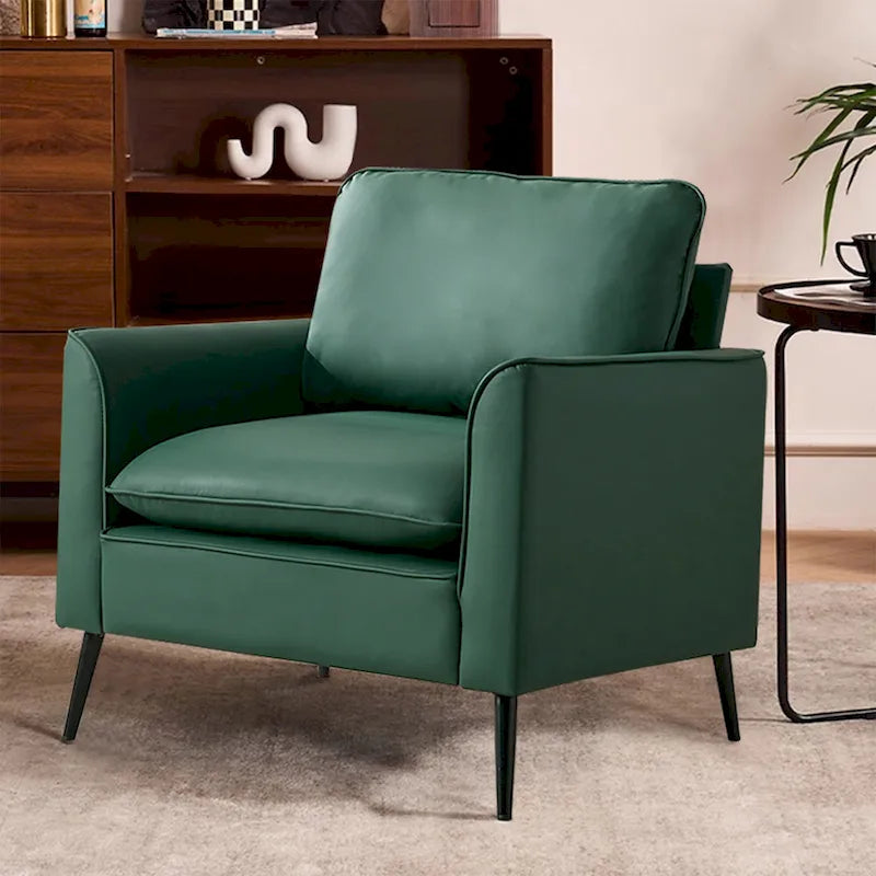 Green Modern 26  Accent Chair with Waist Pillows