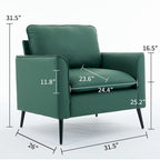Green Modern 26  Accent Chair with Waist Pillows