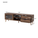 Modern TV Stand for 75 + TV, TV Console with 2 Glass Doors, Entertainment Center with 2 Drawers & Storage Cabinet