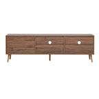 Modern TV Stand for 75 + TV, TV Console with 2 Glass Doors, Entertainment Center with 2 Drawers & Storage Cabinet
