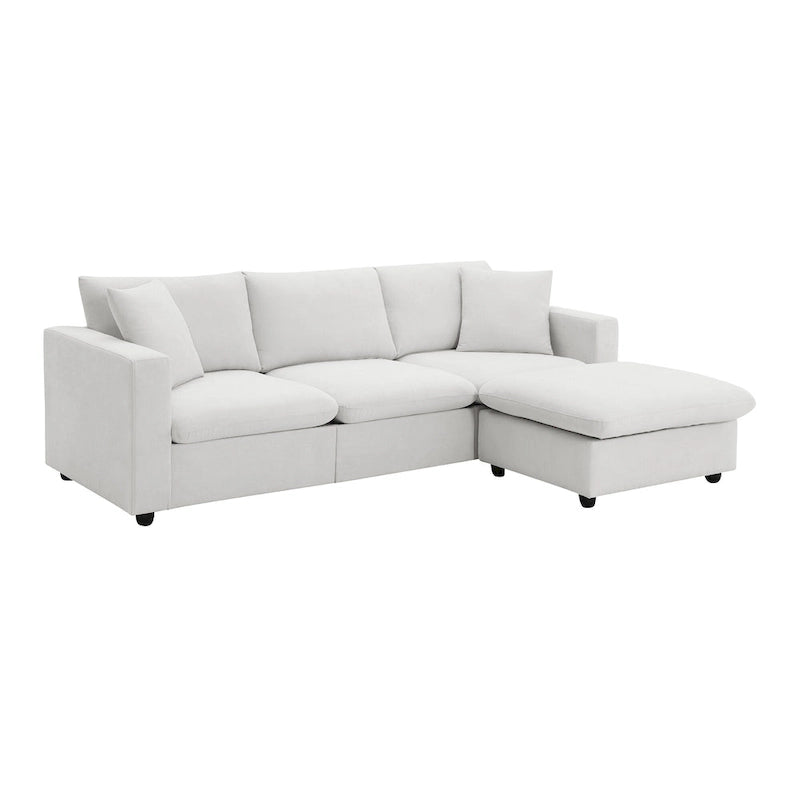 101  L-Shaped Cloud Sectional Sofa with Ottoman & Pocket Springs