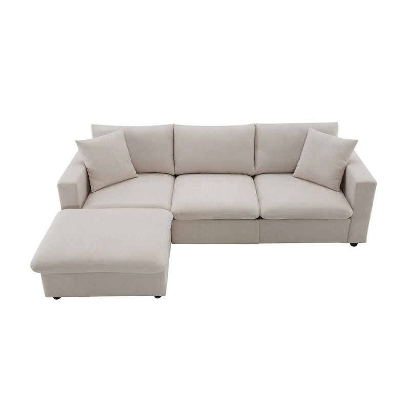 101  L-Shaped Cloud Sectional Sofa with Ottoman & Pocket Springs