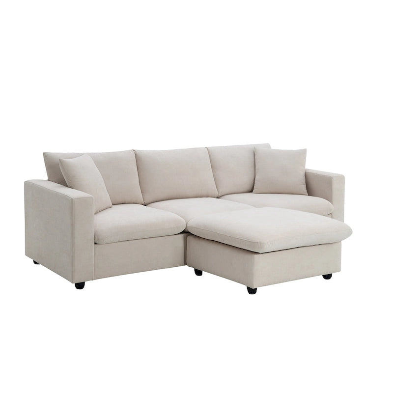 101  L-Shaped Cloud Sectional Sofa with Ottoman & Pocket Springs