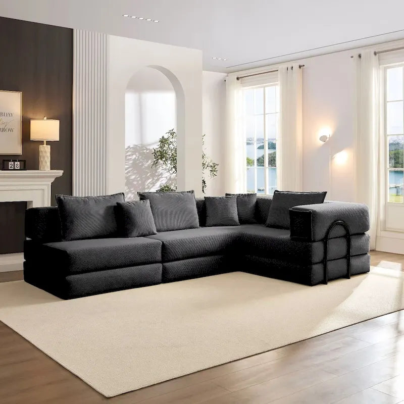 118.2   Oversized Upholstered Sectional Sofa Set, DIY Corduroy Sofa