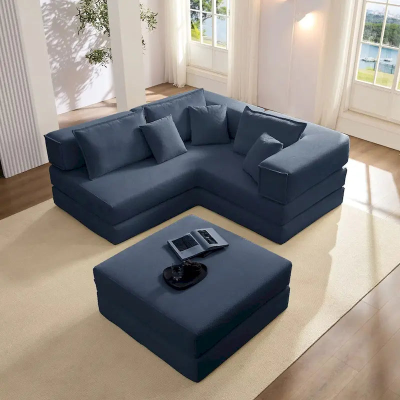 118.2   Oversized Upholstered Sectional Sofa Set, DIY Corduroy Sofa