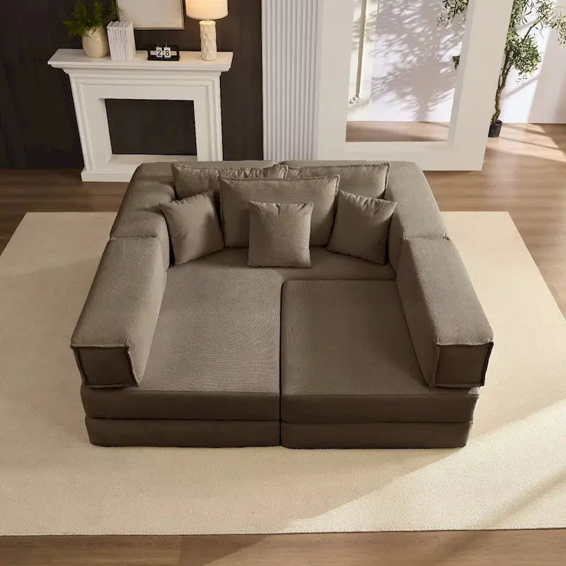 118.2   Oversized Upholstered Sectional Sofa Set, DIY Corduroy Sofa