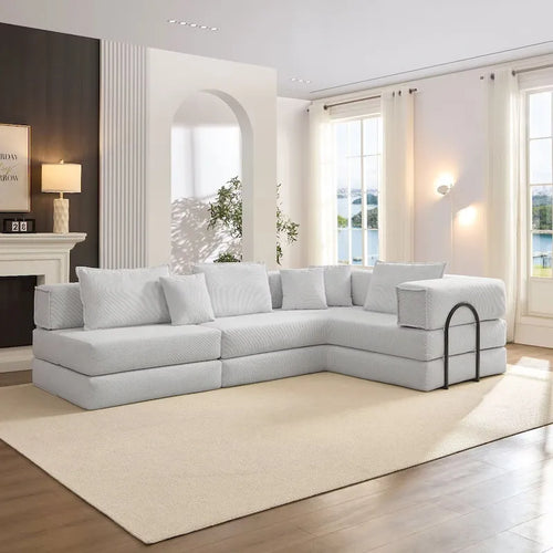 118.2   Oversized Upholstered Sectional Sofa Set, DIY Corduroy Sofa