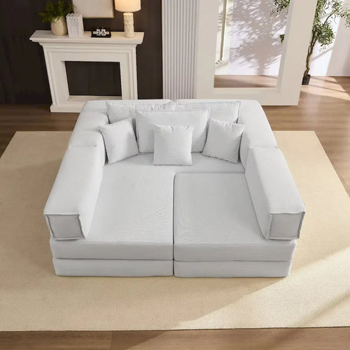 118.2   Oversized Upholstered Sectional Sofa Set, DIY Corduroy Sofa