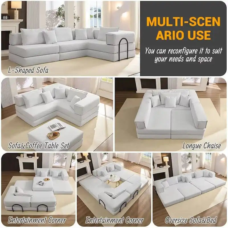 118.2   Oversized Upholstered Sectional Sofa Set, DIY Corduroy Sofa