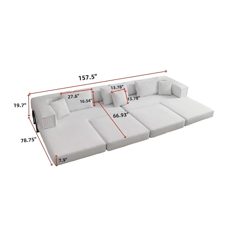 118.2   Oversized Upholstered Sectional Sofa Set, DIY Corduroy Sofa