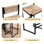 Counter Height Bar Stools Set of 2, Kichen Island Chairs with Back, Armless Dinning Room Chairs with Hand Weave