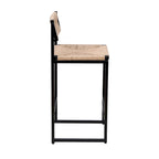 Counter Height Bar Stools Set of 2, Kichen Island Chairs with Back, Armless Dinning Room Chairs with Hand Weave