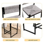 Counter Height Bar Stools Set of 2, Kichen Island Chairs with Back, Armless Dinning Room Chairs with Hand Weave