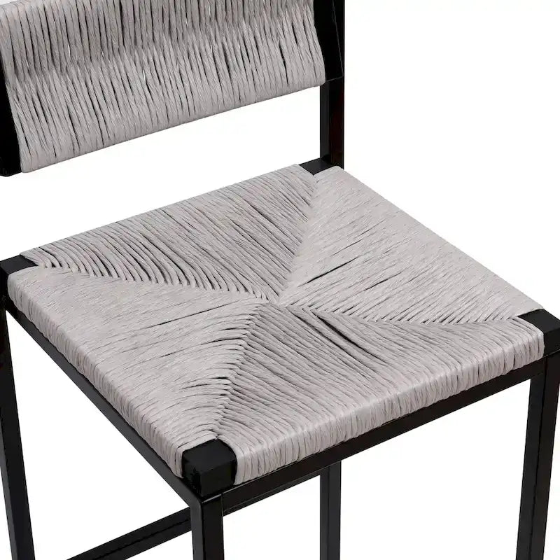 Counter Height Bar Stools Set of 2, Kichen Island Chairs with Back, Armless Dinning Room Chairs with Hand Weave