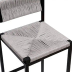 Counter Height Bar Stools Set of 2, Kichen Island Chairs with Back, Armless Dinning Room Chairs with Hand Weave
