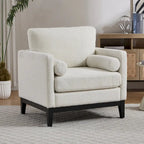 35.4 W Modern Reading Chair,Upholstered Accent Chair with Pillows and Wood Legs
