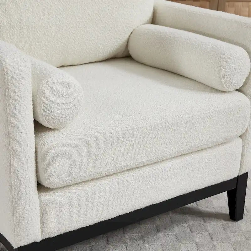 35.4 W Modern Reading Chair,Upholstered Accent Chair with Pillows and Wood Legs