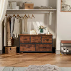 Tall Dresser Storage Tower with 5 Fabric Drawers