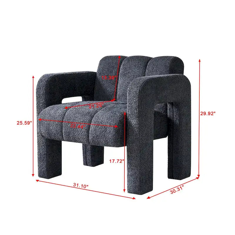 Upholstered Accent Chair 31.10  Wide Boucle Modern Accent Chair Side Chair Comfy Wide Armchair For Bedroom, Living Room
