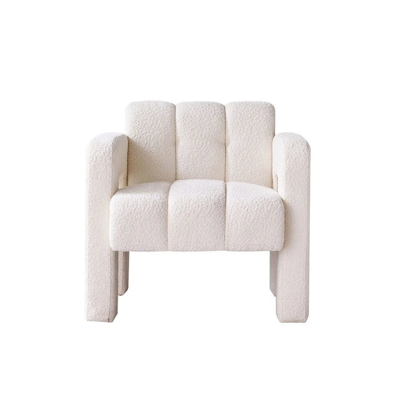 Upholstered Accent Chair 31.10  Wide Boucle Modern Accent Chair Side Chair Comfy Wide Armchair For Bedroom, Living Room
