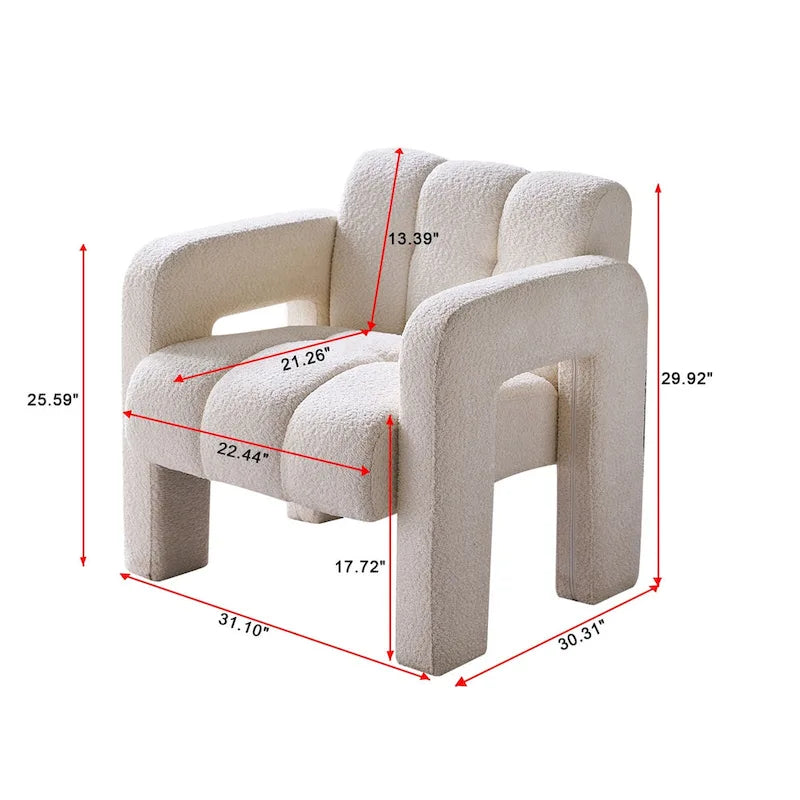 Upholstered Accent Chair 31.10  Wide Boucle Modern Accent Chair Side Chair Comfy Wide Armchair For Bedroom, Living Room
