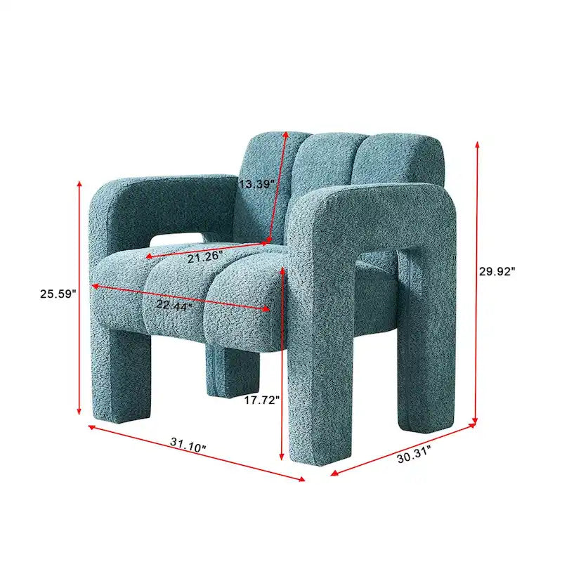 Upholstered Accent Chair 31.10  Wide Boucle Modern Accent Chair Side Chair Comfy Wide Armchair For Bedroom, Living Room