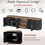 70.8  Modern Minimalist TV Stand for TVs up to 80 Inches, Entertainment Center with 3 Drawers and 1 Shelf Metal Handles