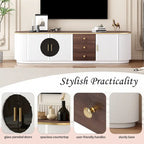 70.8  Modern Minimalist TV Stand for TVs up to 80 Inches, Entertainment Center with 3 Drawers and 1 Shelf Metal Handles