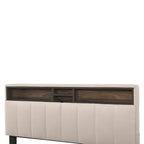 Beige Full Size Upholstered Platform Bed with Storage Headboard,Twin XL Size Trundle and 2 drawers