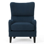 Navy Blue Modern 27  High Back Accent Chair with Birch Wood Legs and Wing Back for Living Room