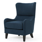 Navy Blue Modern 27  High Back Accent Chair with Birch Wood Legs and Wing Back for Living Room