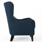 Navy Blue Modern 27  High Back Accent Chair with Birch Wood Legs and Wing Back for Living Room