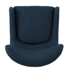 Navy Blue Modern 27  High Back Accent Chair with Birch Wood Legs and Wing Back for Living Room