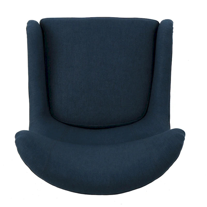 Navy Blue Modern 27  High Back Accent Chair with Birch Wood Legs and Wing Back for Living Room